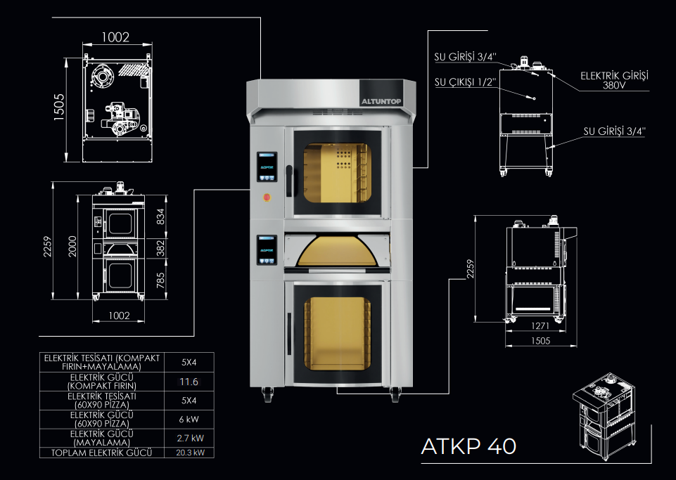 Altuntop Kompakt Konveksiyonel Katlı ve Mayalama Odalı Fırın Elektrikli ATKP40 (ATKP40)
