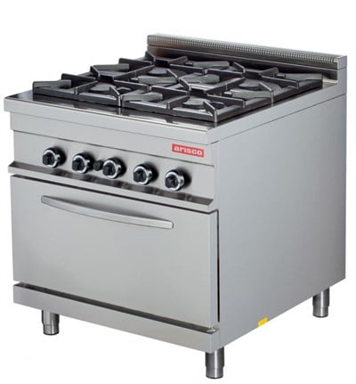 Arisco 4 Ocaklı Gazlı Kuzine 2/1 GN Gazlı Fırın Ce Belgeli 85X90X90 Profesyonel Kuzine GR922 (GR922)