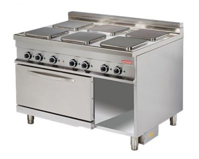 Arisco Elektrikli 6 lı Kare Ocak Kuzine 2/1 GN Elektrikli Fırın 127,5x90x90 ER932 / Range / Electric (ER932)