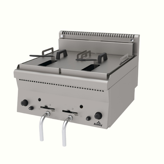 Atalay AGF-660 Çift Hazneli Gazlı Fritöz – 8+8 Litre, 600×600 mm