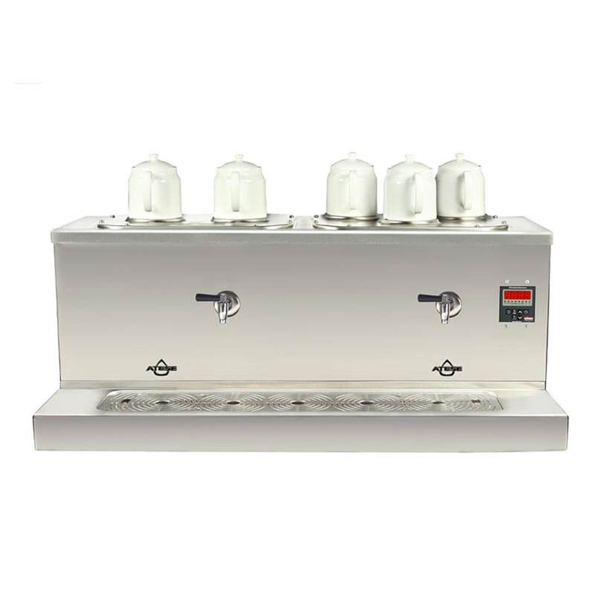 Ateşe Cappadocia Smart Gaz+Elektrikli 5 Demlikli Çay Makinesi (INOX CSGE5) (INOX CSGE5)