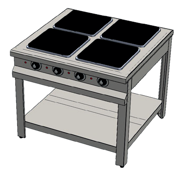 CSA 4 Lü Taban Raflı Ocak 90x90x85 cm Elektrikli KRCS.TROE.990 (KRCS.TROE.990)
