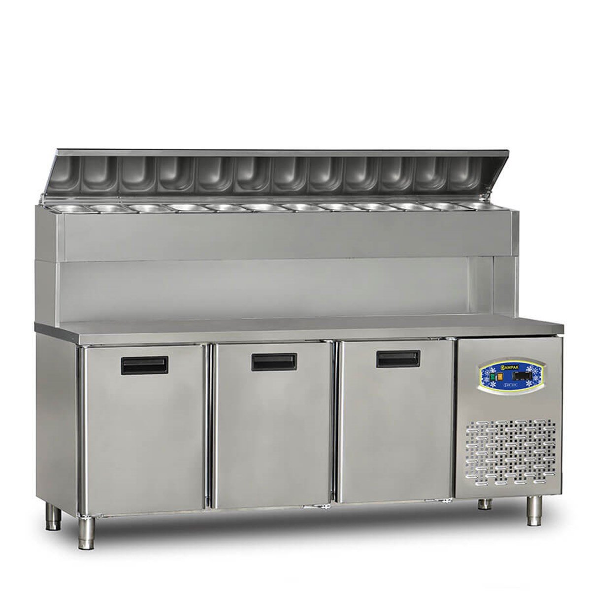 Dampak 3 Kapılı Pizza Hazırlık Buzdolabı, Yüksek Model 200x70x133 cm 22TBF3S-PY70 (22TBF3S-PY70)