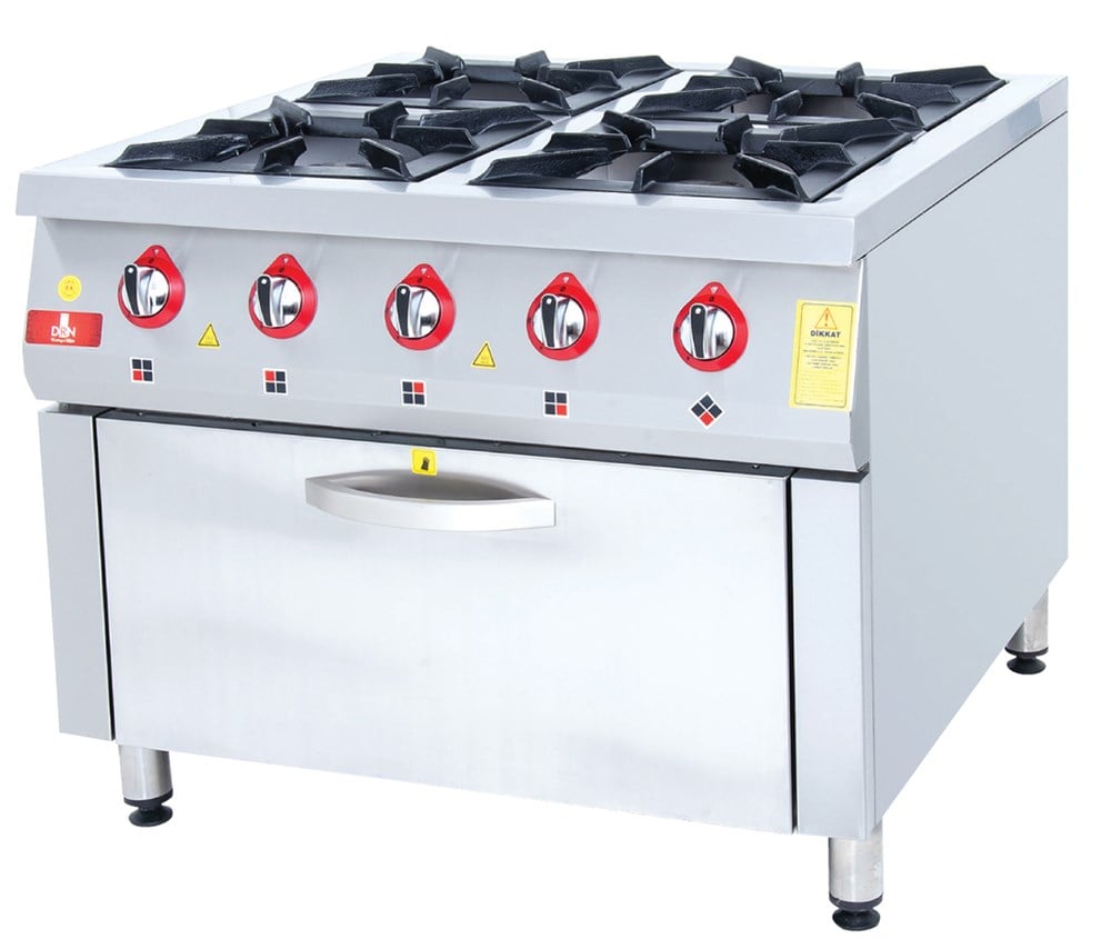 DRN 4 Lü Kuzine 4 Ocak 1 Fırın Gazlı ve Lpg Li 100x104x85 Cm DRNKU-1010 (DRNKU-1010)