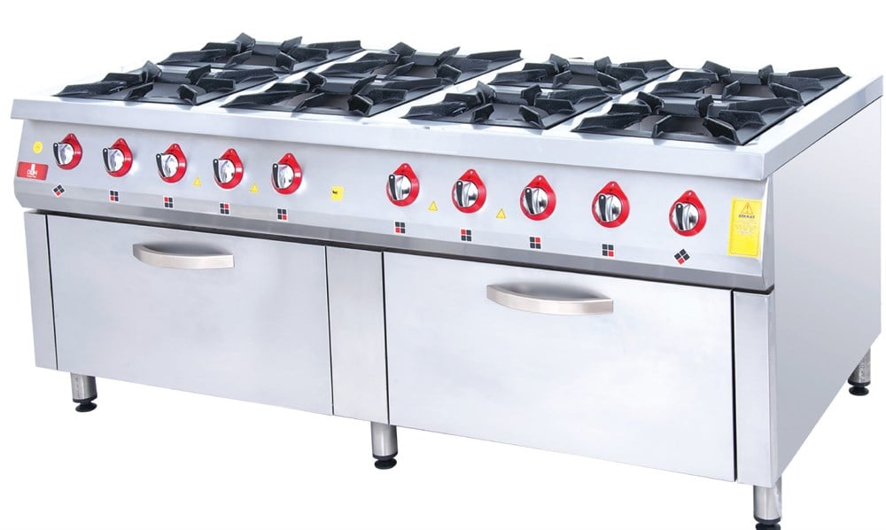DRN 8 Li Kuzine 8 Ocak 2 Fırın Gazlı ve Lpg Li 200x104x85 Cm DRNKU-2010 (DRNKU-2010)