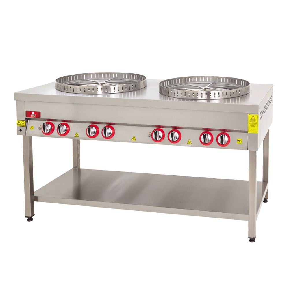 DRN Gazlı Su Böreği Ocağı 2’li Taban Raflı 150x70x90 cm DRNSBT-2 (DRNSBT-2)