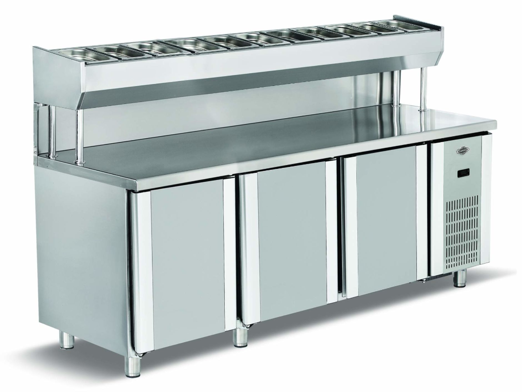 Empero Pizza Hazırlık Dolabı 3 Kapılı Dıştan Soğutmalı 200x80x85 cm EMP.200.80.01-PSY (EMP.200.80.01-PSY)