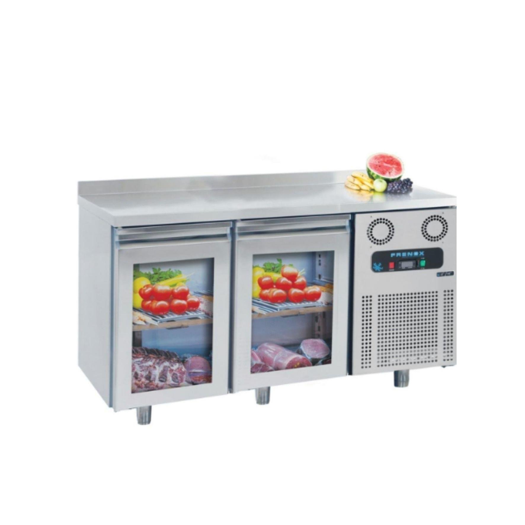 Frenox Camlı İki Kapılı Tezgah Tip Buzdolabı 140x60x85 cm 304 Kalite CSN2-G-R290 (CSN2-G-R290)