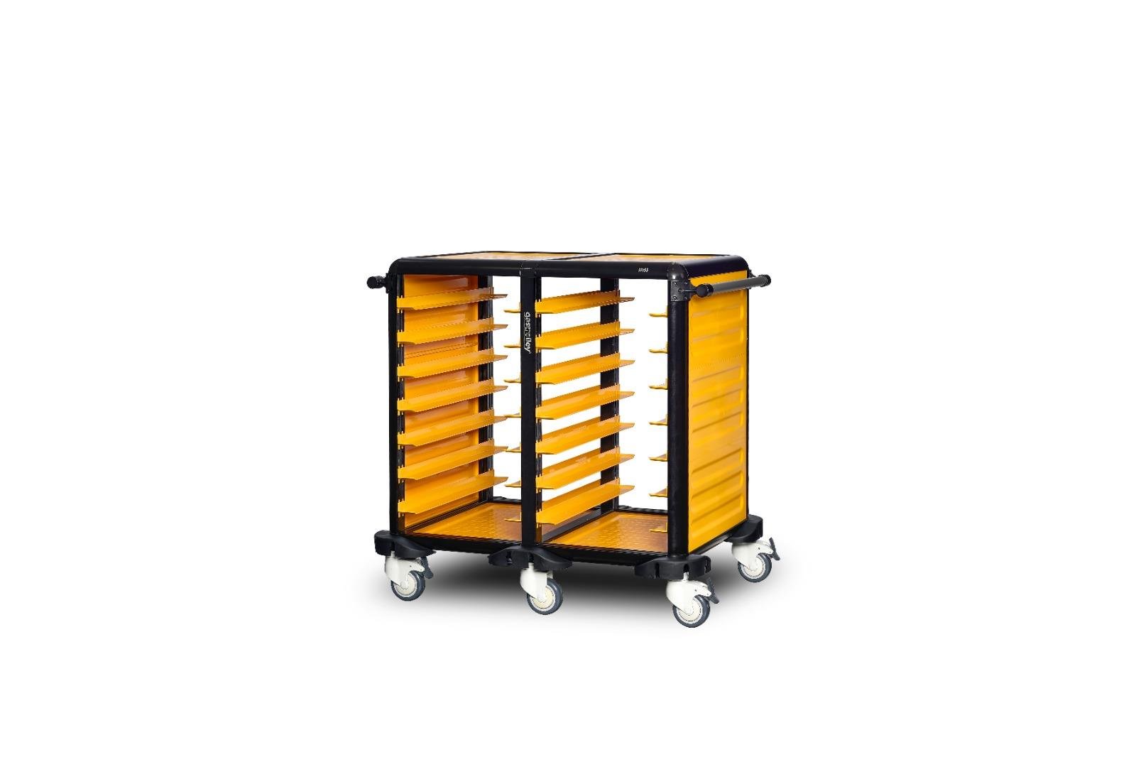 Gastrolley İkili Küvet Taşıma Arabası 14+14 Raflı İki Yanı Kapalı 93x71x99 G.GN.75.D.2 (G.GN.75.D.2)