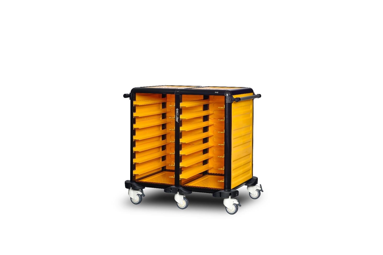 Gastrolley İkili Küvet Taşıma Arabası 14+14 Raflı İki Yanı + Arka Kapalı 93x78x99 Cm G.GN.75.D.3 (G.GN.75.D.3)