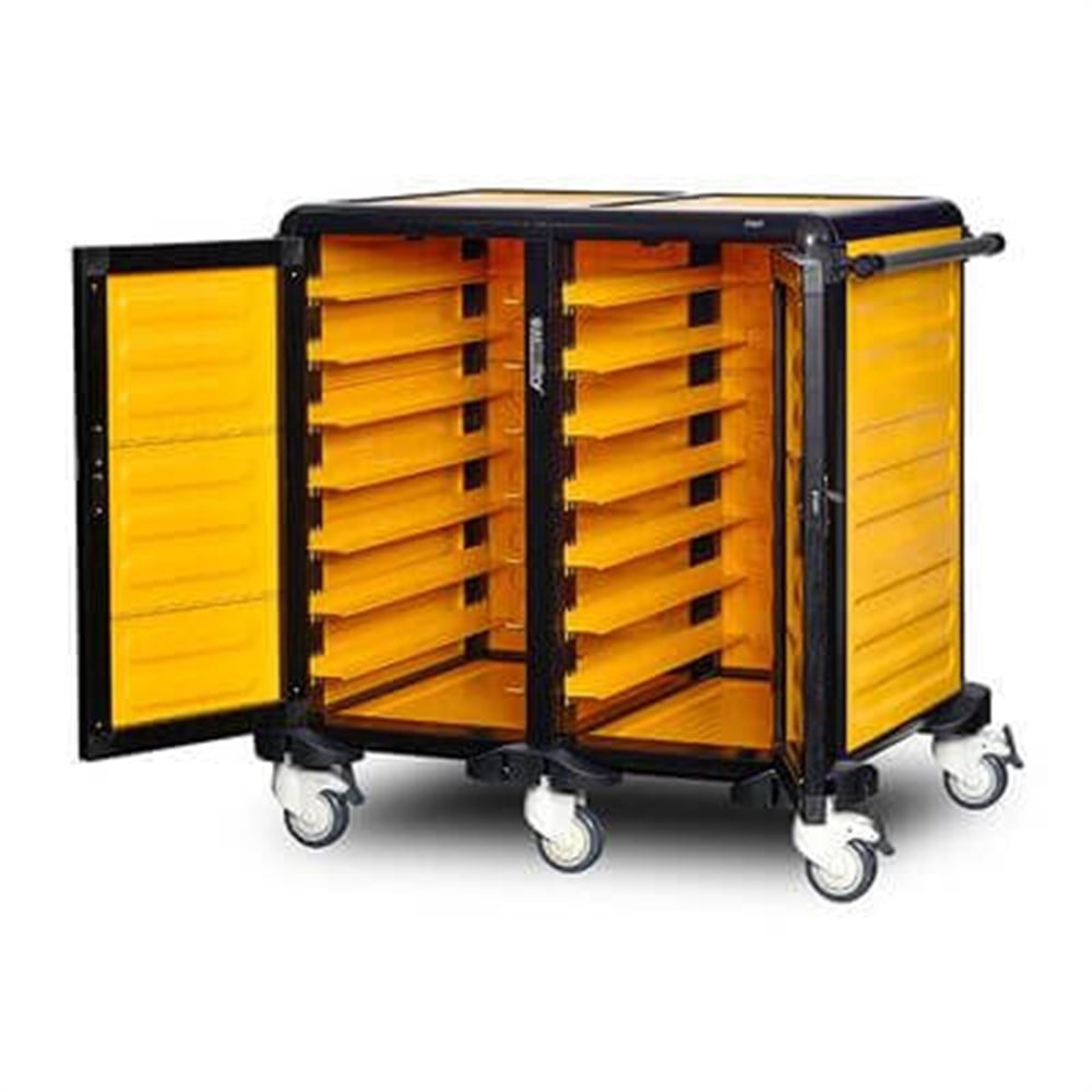 Gastrolley İkili Tepsi Taşıma Arabası 7+7 Raflı 2 Yanı Kapalı+Arka Kapalı+ Kapılı 101x75x99 G.ST.75.D.4 (G.ST.75.D.4)