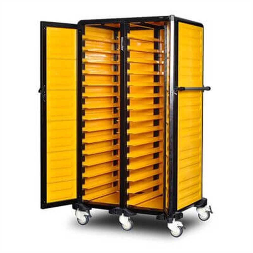 Gastrolley İkili Tepsi Taşıma Arabası 15+15 raflı 2 Yanı Kapalı+Arka Kapalı+ Kapılı 101x75x174 G.ST.150.D.4 (G.ST.150.D.4)