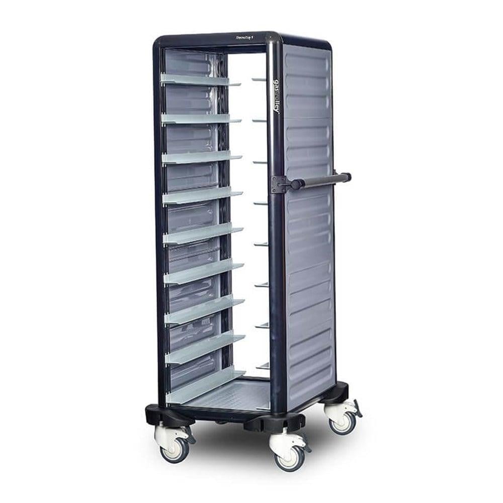 Gastrolley Termo Tepsi Taşıma Arabası 9 Raflı İki Yanı + Arka Kapalı + Kapılı 57x75x149 G.TT.09.S.4 (G.TT.09.S.4)