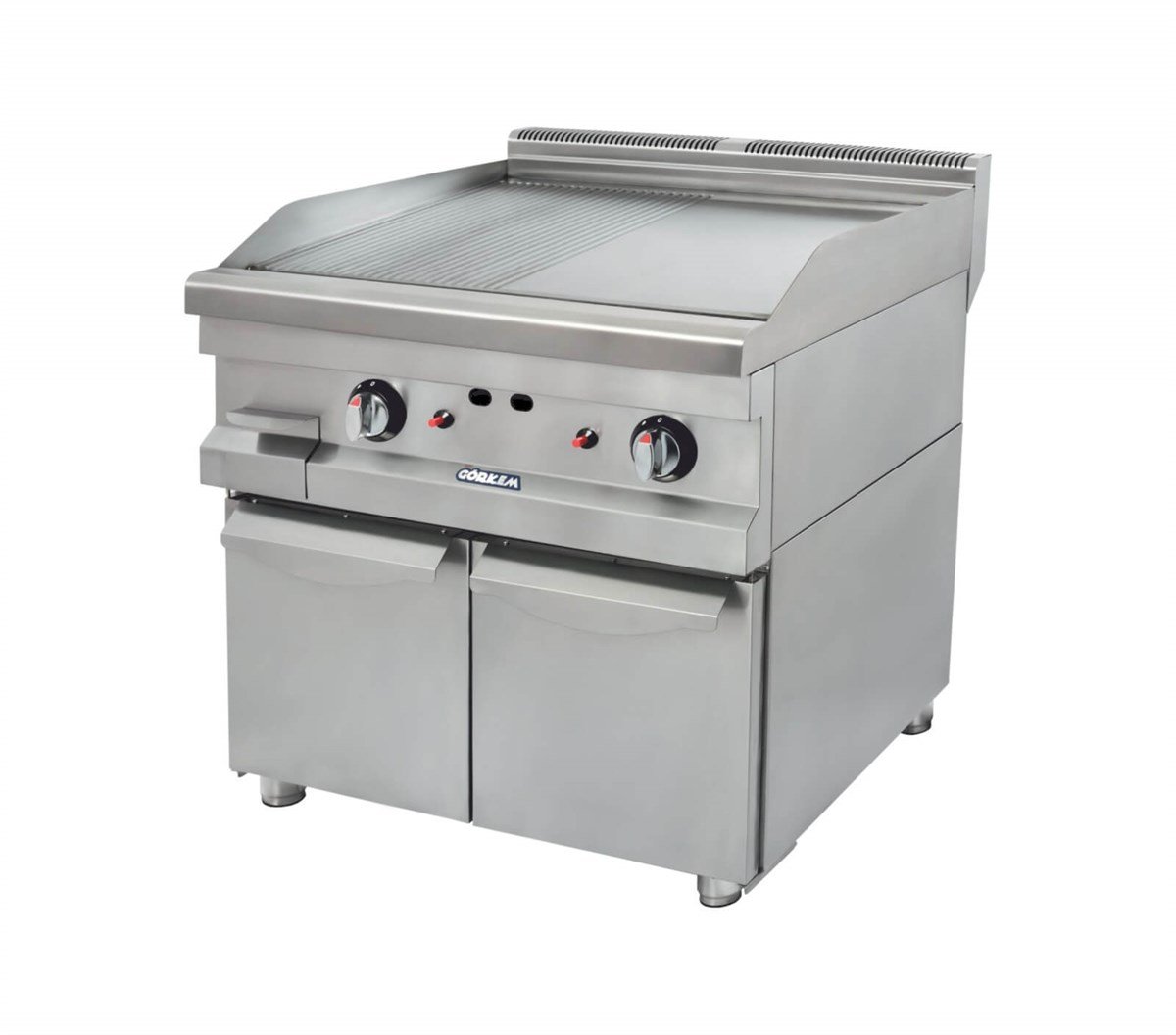 Görkem Döküm Izgara Yarı Oluklu Yarı Düz Yüzey Alt Dolaplı Gazlı ve Lpg Li 60x61x85 Cm 629 (629)
