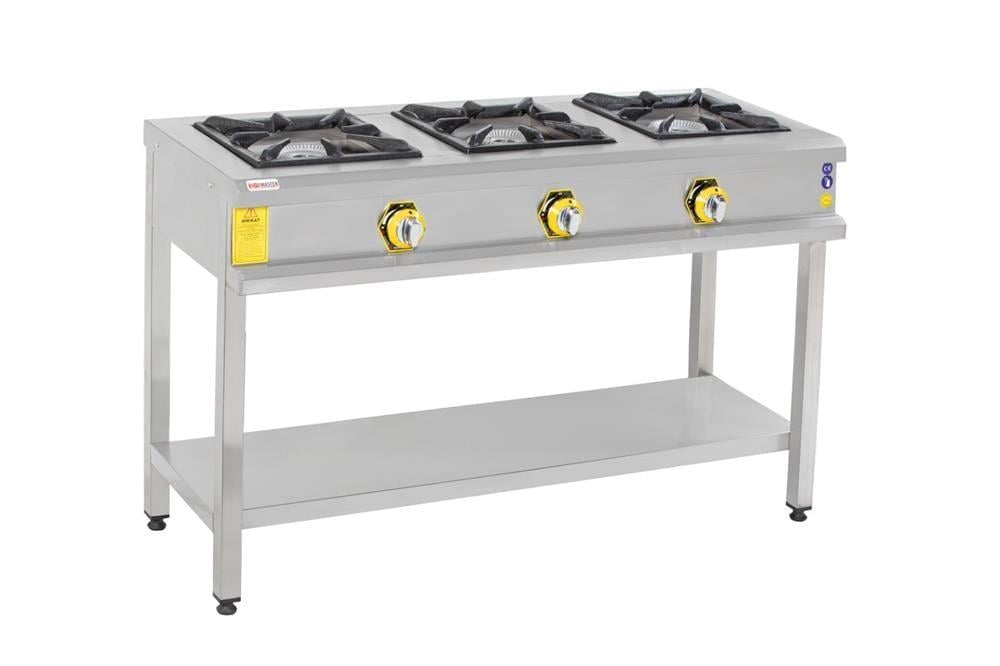 İnoxmaster 3 Lü Taban Raflı Ocak Gazlı ve Lpg Li 130x50x85 Cm İMR-TBOG-1350 (İMR-TBOG-1350)