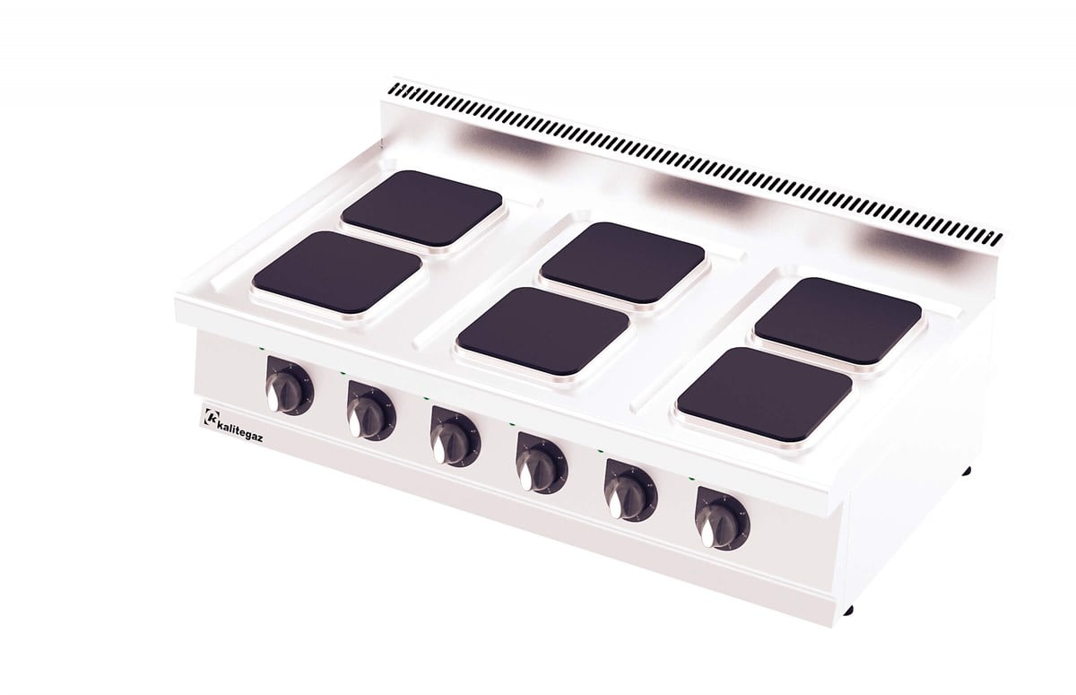Kalitegaz 6 Gözlü Kare Plateli Elektrikli Set Üstü Ocak 120x70x29 Cm C1270ES Rinnova (C1270ES)