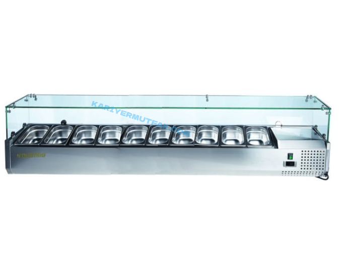 Ndustrio Camlı Soğutmalı Set Üstü Saladbar GN 1/4 10 Küvetli TTR-200-GC (TTR-200-GC)