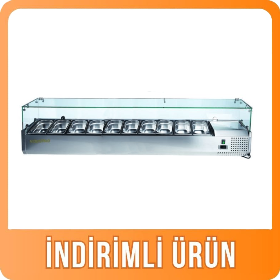 Ndustrio Camlı Soğutmalı Set Üstü Saladbar GN 1/4 10 Küvetli TTR-200-GC (TTR-200-GC)