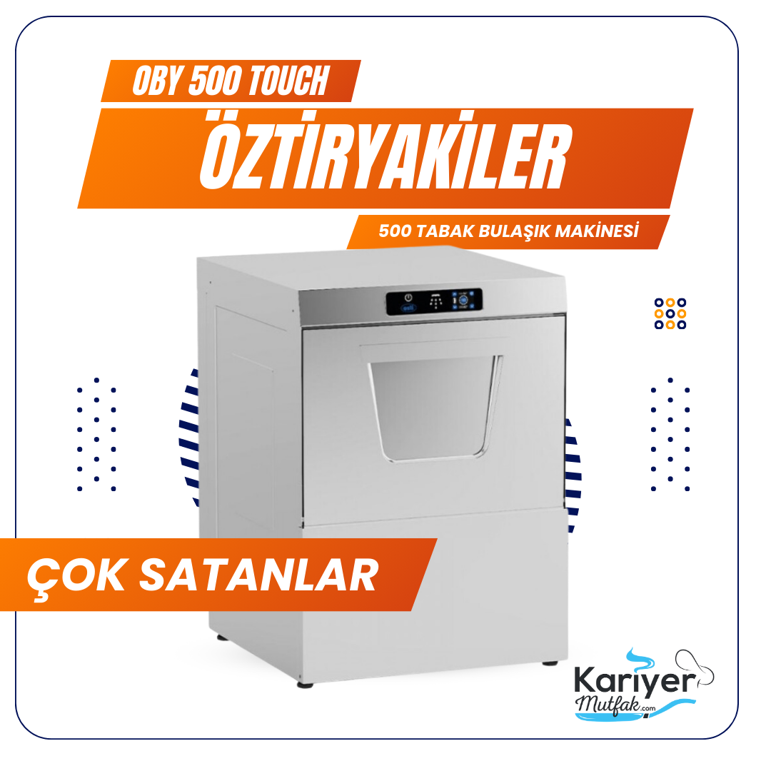 Öztiryakiler Bulaşık Makinesi Dokunmatik Ekranlı Tahliye Pompalı Set Altı OBY500TOUCH (OBY500-TOUCH)
