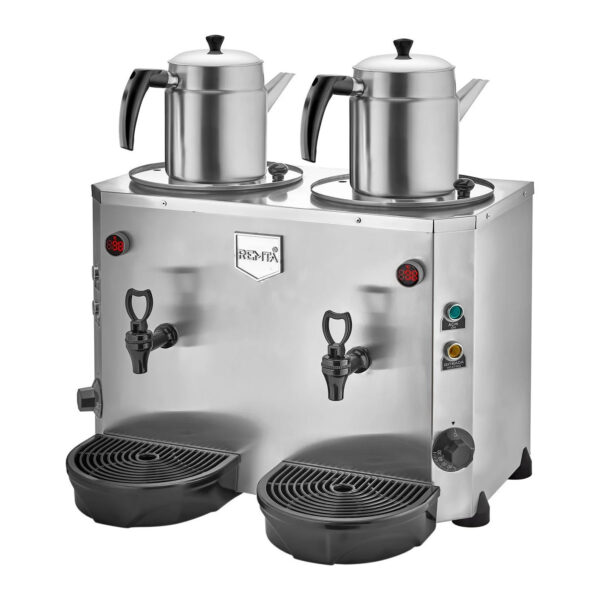 Remta DE15 Mini Jumbo 2 Demlikli Çay Makinası, 9+9 Litre