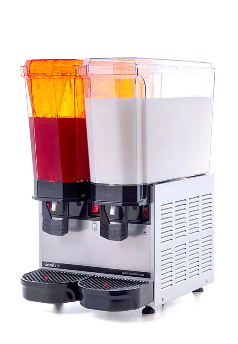 Samixir Klasik Twin Soğuk İçecek Dispenseri Karıştırıcılı ve Fıskiyeli 20+20 Litre Inox 40.SMI (40.SMI)