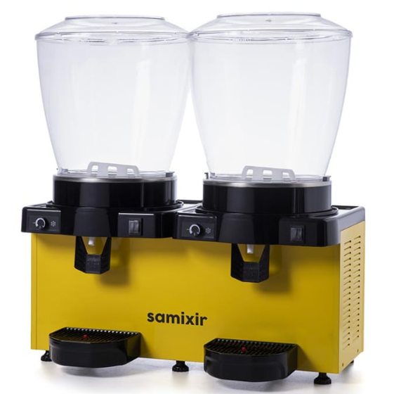 Samixir Panaromik Analog Twin Soğuk İçecek Dispenseri Karıştırıcılı 22+22 Litre Sarı MM44.AY (MM44.AY)