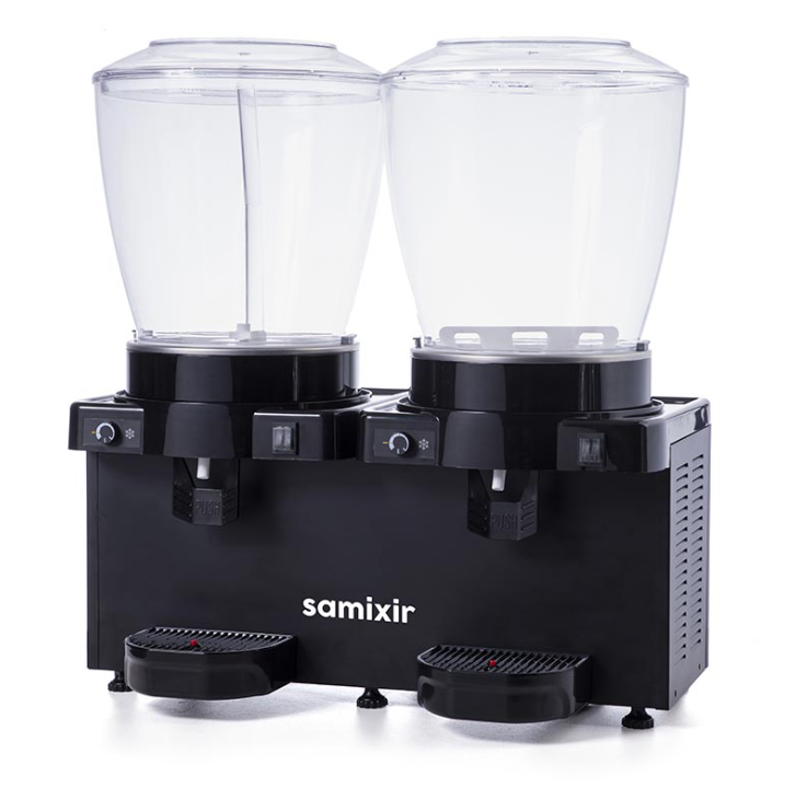 Samixir Panaromik Analog Twin Soğuk İçecek Dispenseri Fıskiyeli ve Karıştırıcılı 22+22 Litre Siyah SM44.AB (SM44.AB)