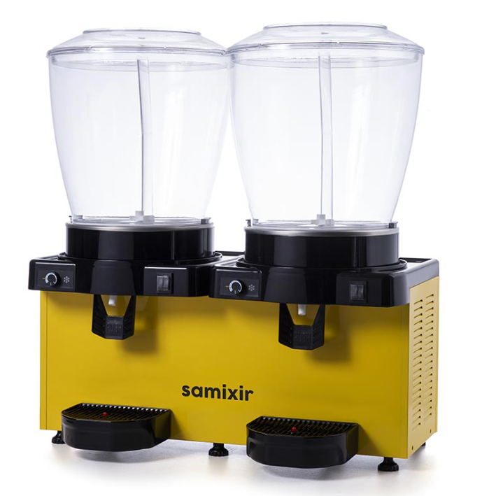 Samixir Panaromik Analog Twin Soğuk İçecek Dispenseri Fıskiyeli 22+22 Litre Sarı SS44.AY (SS44.AY)
