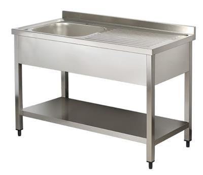 Arisco Paslanmaz Tekli Sol Evyeli Taban Raflı Çalışma Tezgahı Demonte 120x60x85 SN612DL / Sink With 1 Bowl (SN612DL)