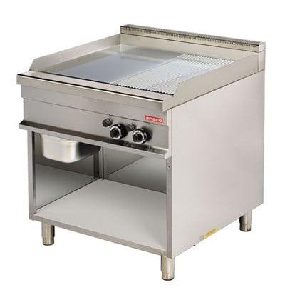 Arisco 80 lik Gazlı Izgara Ce Belgeli Alt Açık Dolaplı Pleyt Yarı Oluklu Yarı Düz Düzey Ayna Krom Kaplı GG921SG / Fry Top / Gas (GG921SG)