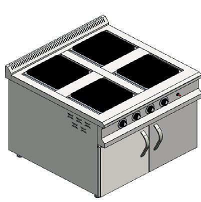 CSA 4 lü Elektrikli Ocak Alt Dolaplı 80x80x85 cm KRCS.DKZE.880.CE (KRCS.DKZE.880.CE)