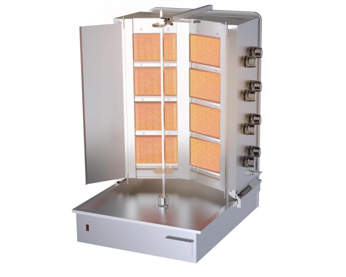 DRN Alttan Motorlu Döner Ocağı 8 Radyanlı V Tip Gazlı ve Lpg Li 70x80x85 Cm DRNDVAG-8 (DRNDVAG-8)