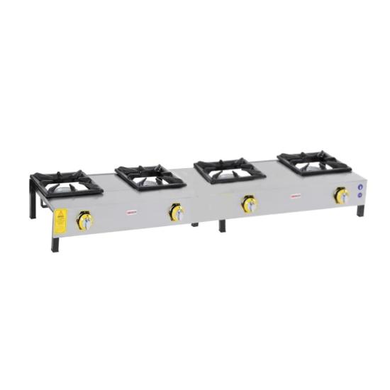 İnoxmaster 4 Lü Lokanta Ocağı Kısa Ayak Gazlı ve Lpg Li 139x45x25 Cm İMR-LKK-04 (İMR-LKK-4)