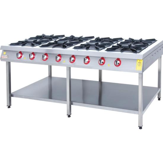 İnoxmaster 8 Li Taban Raflı Ocak Gazlı ve Lpg Li 200x100x85 Cm İMR-TBOG-2010 (İMR-TBOG-2010)