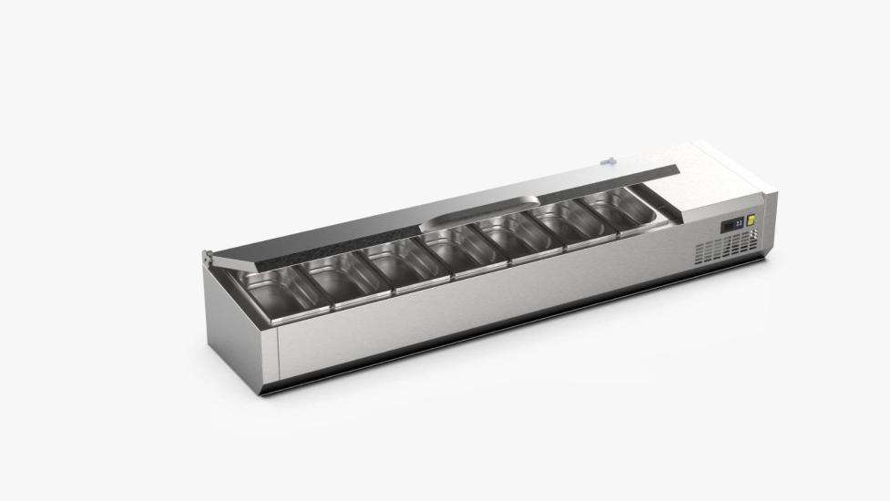 Ndustrio Soğutmalı Set Üstü Saladbar Paslanmaz Kapak GN 1/4 7 Küvetli TTR-150-SC (TTR-150-SC)