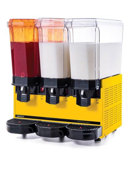 Samixir Klasik Triple Fıskiyeli ve Karıştırıcılı Soğuk İçecek Dispenseri 20+20+20 Litre Sarı 60.SMMY (60.SMMY)