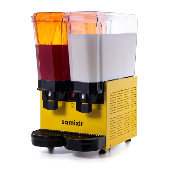 Samixir Klasik Twin Karıştırıcılı ve Fıskiyeli Soğuk İçecek Dispenseri 20+20 Lt Sarı 40.SMY (40.SMY)