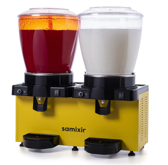Samixir Panaromik Analog Twin Soğuk İçecek Dispenseri Fıskiyeli ve Karıştırıcılı 22+22 Litre Sarı SM44.AY (SM44.AY)