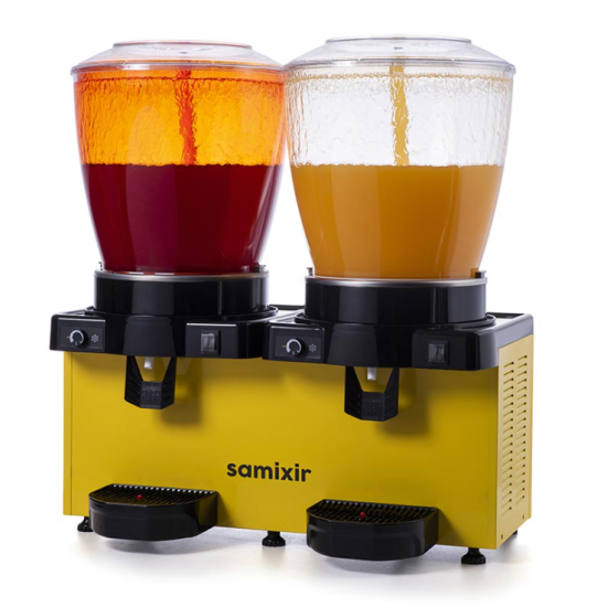Samixir Panaromik Analog Twin Soğuk İçecek Dispenseri Fıskiyeli 22+22 Litre Sarı SS44.AY (SS44.AY)