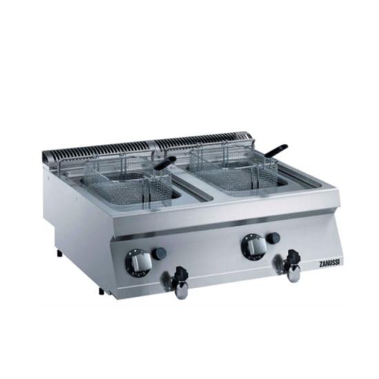 Zanussi Tahliye Vanalı 7+7 LT Endüstriyel Fritöz Gazlı 80x70x25 cm 372067 (372067)