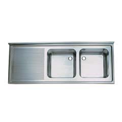 Tablalı Evye, Çift Göz Sol Damlalıklı, 150×60 cm